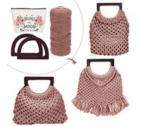 WEBEEDY Kit fai da te per adulti principianti Macrame borsa kit per donne/ragazze Macrame borsa con manico in legno Starter Craft Supplies Set per idee regalo Natale Boho (marrone)