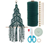 WEBEEDY Kit per albero di Natale macramè fai da te per principianti, set completo di grandi dimensioni per albero di Natale con 100 m, filo di cotone verde, perline istruzioni per decorazioni