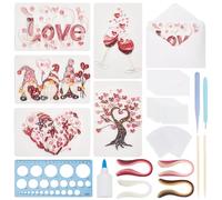 WEBEEDY Set di 20 kit di quilling di carta fai da te per Valentine, per adulti, fatti a mano, 5 stili, amore cuore, biglietti di auguri, set fai da te, con strumenti e istruzioni per anniversario