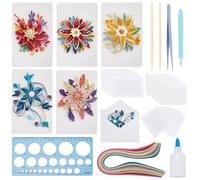 WEBEEDY Set di 20 kit per quilling di carta, per adulti, principianti, fai da te, 5 stili, con fiori, con istruzioni (lingua italiana non garantita), per compleanno, festa della mamma, matrimonio