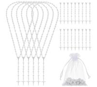 WEBEEDY Set di 24 rosari con perle bianche, collana cattolica con crocifisso di Gesù Cristo e sacchetti di organza, rosari alla rinfusa, regali cattolici per prima comunione, cresima, bomboniere