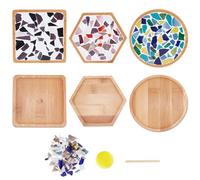 WEBEEDY Set di 3 sottobicchieri per mosaico fai da te, sottobicchieri in vetro, colori misti, pezzi di vetro a mosaico, set di produzione fatto a mano, decorazione per la casa, regali