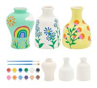 WEBEEDY Set di 3 vasi da pittura in ceramica per dipingere il proprio vaso in ceramica, non dipinto, set fai da te per principianti e lavori artigianali in classe, regali per Natale