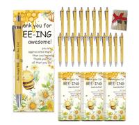 WEBEEDY Set di 36 penne a sfera a tema api, con biglietto ispiratore, penne di ringraziamento con biglietti motivazionali, regalo di San Valentino, per colleghi, dipendenti, insegnanti, infermieri