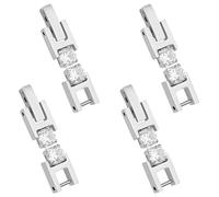 WEBEEDY Set di 4 estensioni pieghevoli con strass di cristallo, per braccialetti, collane, orologi, estensioni argentate, clip pieghevoli, per la creazione di gioielli