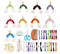 WEBEEDY Set di 8 Portachiavi macramè, Kit Fai da Te, Corda in Cotone macramè, Kit di annodamento da Appendere, Accessori per Principianti, Adulti, Artigianato, Decorazioni per la casa