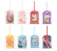 WEBEEDY Stili Giapponesi Omamori Amuleti Portafortuna con Campanelli Borsa Fortuna Fatta a Mano per Benedire la Salute, la Ricchezza e il Successo Regali di Halloween (Colore Assortito)