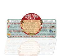 WEBEEDY Targa da cucina vintage con menù a griglia, decorazione da parete, in metallo, stile vintage, per snack bar, sala da pranzo, cucina, regalo, 25,8 x 12,9 cm