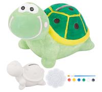 WEBEEDY Tartaruga in ceramica per dipingere il tuo salvadanaio a forma di tartaruga, fai da te e artigianato, kit per principianti attività, banco di denaro, set fai da te con 2 pennelli, 6 colori per