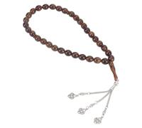 WEBEEDY Tasbih - Rosario musulmano con 33 perline con ciondolo in metallo, rosario islamico al curry scuro, per donne e uomini, per uso quotidiano, per donne e uomini, forniture per il Ramadan e l'Eid