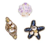 WEBEEDY Toppa con perle e animali marini, colori misti, 3 stili, con perle, strass, da cucire, 3 misure, per vestiti, borse, fai da te, artigianato, decorazione per la casa, tema estivo, spiaggia