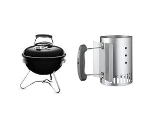 Weber 1111004 Smokey Joe Original Barbecue Kettle Antracite Nero & 7447 Compact Rapidfire Chimney Starter