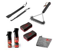 Weber 17895 Set di Pulizia Q & Pulse Grills, 6 Pezzi, Composto da Panno in Microfibra, Spazzola per Barbecue, detergente, Raschietto, Spugna e Spray Antiaderente