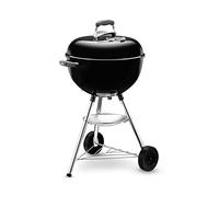 Weber Bar-B-Kettle BBQ a carbone, sup. cottura Ø 47 cm, BBQ con coperchio e caldaia smaltati in porcellana, supporto a tre gambe e ruote, sup. cottura cromata - Nero (1231004)