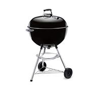 Weber Barbecue a carbone Bar-B-Kettle - 57 cm/Coperchio e braciere smaltati in porcellana, superficie di cottura di 57 cm, vassoio raccogli-cenere, supporto a tre gambe e ruote, nero/argento