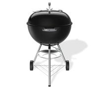 Weber Original Kettle Barbecue a Carbone/griglia 57 cm, Coperchio e braciere smaltati in Porcellana, Sistema One-Touch, termometro, treppiede con Ruote, Nero
