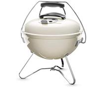 Weber Barbecue a Carbone Smokey Premium/Design Portatile, Coperchio e braciere smaltati in Porcellana, Superficie di Cottura di 37 cm, Maniglia Tuck-N-Carry, Avorio