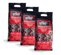 Weber bricchetti per Barbecue (Confezione da 12 kg), composta da 3 Confezioni da 4 kg, per Una Brace duratura e costante, Legno Naturale al 100%, Prodotto UE, proveniente da fonti sostenibili