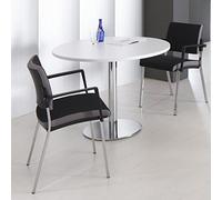 Weber Büro Optima - Tavolo rotondo per riunioni, tavolo da pranzo, tavolo da cucina, bianco, rotondo, Ø 100 cm