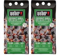 Weber Carbone per Barbecue da Gusci di Cocco (Sacco da 2kg), Potenti, per una Bruciatura Lunga e Costante, Ideale per una Lunga superficie di cotturata, 100% Naturale (18450) (Confezione da 2)