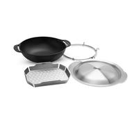 Weber Crafted Wok e Inserto per Cottura a Vapore/Set 2-in-1 in Acciaio Inox per rosolare e cuocere a Vapore Verdure, Carne o Pesce - Argento (7607)