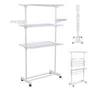 WEBER INDUSTRIES DY107-Stendino per bucato, in plastica, Colore: Bianco, 80 x 60 x 165 cm