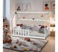 WEBER INDUSTRIES Letto capanna, Kiwi 90 x 190 cm + barrière de Lit, Blanc