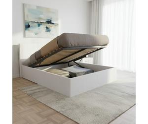WEBER INDUSTRIES - Letto con Contenitore, MOD. Barcelona, con Testata e Rete a doghe, Poliuretano, Bianco, 160 x 200 cm