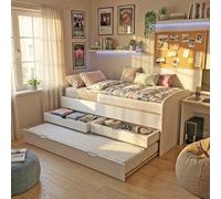 WEBER INDUSTRIES Letto per panca Flora 90 x 190 cm + 2 cassetti + cassetto/letto/bianco