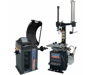 Weber Macchina per lo smontaggio dei pneumatici Profi con braccio ausiliario e set di macchine per l'equilibratura dei pneumatici