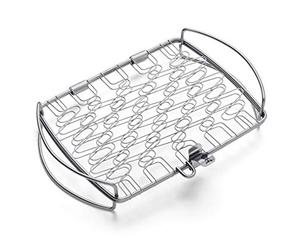 Weber Porta Pesce & Verdure/Cesto - Piccolo (28x20 cm), in acciaio inossidabile, per pesce e verdure delicate, facile da girare sulla sup. cottura, lavabile in lavastoviglie - Argento (6470)