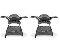 Weber Q2400 Barbecue elettrico, 55 x 39 cm, con base e tavoli laterali pieghevoli, grigio scuro (55020879) (Confezione da 2)