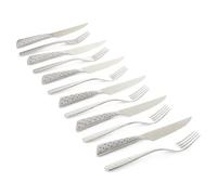 Weber Set di coltelli da bistecca Deluxe, 6 pezzi, composto da coltello e forchetta, in pregiato acciaio inossidabile tedesco, design monoblocco, extra affilato, impugnatura ergonomica -Argento(17845)