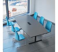 Weber - Tavolo da conferenza a forma di barca da 240 x 120 cm, serie Easy, colore: antracite con meccanismo elettrificato