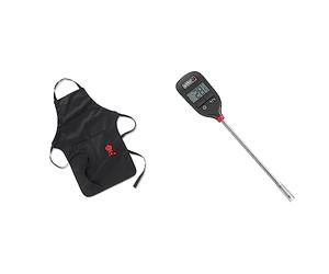 Weber WeberGrembiule nero da chef Original & 6750 - termometro Tascabile a Lettura istantanea, Nero, 3.2 x 10.8 x 5.0 cmWeber