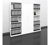 WeberBÜRO Profi Armadio a Parete Con Serratura per Ufficio Con Ante a Battente - Unità di Scaffale 5 OH Bianco