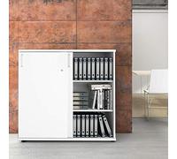 WeberBÜRO Uni Armadio per archiviazione 1,2M chiudibile a Chiave 3OH Bianco Armadio per Ufficio Armadio con Ante scorrevoli