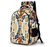 WECECE Borsa Scolastica African Ethnic Pattern Classe 1-3 Studenti Zainetto Retro Giraffe 7-11 Anni Studentesse Cartella Scolastica Resistente, Daypack per Tempo Libero Escursione e Sport