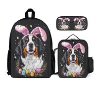 WECECE Borsa Scolastica Barking Hound Ragazzi con Sacchetto per Pranzo e Astuccio, Zainetto Dog Print Bambina Classe 2-5 per Primaria