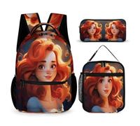 WECECE Borsa Scolastica Personalised Girl Bambini 3 Pezzi con Sacchetto Pranzo e Astuccio, Set di Zaino Ragazza 8-13 Anni per Tempo Libero, Tasche Laterali Porta Bottiglia