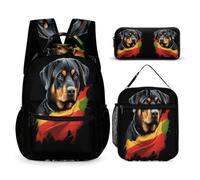WECECE Borsa Scolastica Rottweiler Ragazzo con Sacchetto per Pranzo e Astuccio, Set di Zaino Dog Animal Bambina 6-10 Anni per Uso Giornaliero