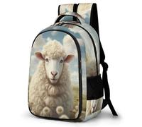 WECECE Borsa Scolastica Sheep Motif Classe 1-3 Media Studenti Zaino Scuola Animal 13-15 Anni Studentesse Cartella Scolastica per Lezioni, Book Bag per Tempo Libero Escursione e Sport