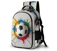 WECECE Borsa Scolastica Soccer Print Classe 1-3 Media Studenti Zaino Scuola Football 13-15 Anni Studentesse Cartella Scolastica per Lezioni, Book Bag per Tempo Libero Escursione e Sport