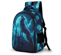 WECECE Borsa Scolastica Wolves Howling Design Classe 3-5 Ragazza Ragazzo Zainetto Wolf 9-12 Anni Cartella Scolastica per Lezioni Capiente, Book Bag per Viaggio Gita e Uso Quotidiano