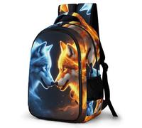 WECECE Borsa Scolastica Wolves Pattern Classe 3-5 Ragazza Ragazzo Zainetto Animal Wolf 9-12 Anni Cartella Scolastica per Lezioni Capiente, Book Bag per Viaggio Gita e Uso Quotidiano