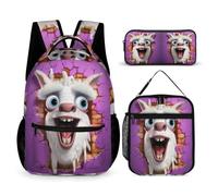 WECECE Borsa Scuola Alpaca Bambina con Portapranzo e Astuccio Matite, Set Zaini Animal Cracker 3D Ragazzi Classe 2-5 per Studio e Attività Scolastiche, Spallacci Regolabili