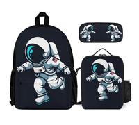 WECECE Borsa Scuola Astronaut Studenti con Portapranzo e Astuccio, Set di Zaino Spaceman Bambino 7-11 Anni per Forniture Scolastiche