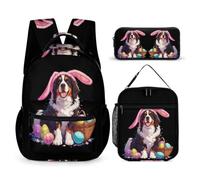 WECECE Borsa Scuola Bernese Mountain Dog Bambina con Sacchetto Pranzo e Astuccio Matite, Zainetto Animal Print Bambino 7-12 Anni per Viaggio, Capiente per Libri Quaderni e Accessori Scolastici