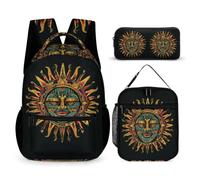 WECECE Borsa Scuola Bohemian Sun Ragazza 7-14 Anni con Sacchetto per Pranzo e Astuccio, Set Zaini Sun God Ragazzi per Attività Quotidiane, Capiente Libri Quaderni e Accessori