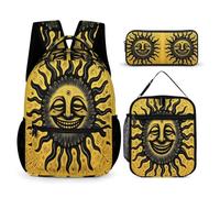 WECECE Borsa Scuola Bohemian Sun Ragazza 7-14 Anni con Sacchetto per Pranzo e Astuccio, Set Zaini Sun God Ragazzi per Attività Quotidiane, Capiente Libri Quaderni e Accessori